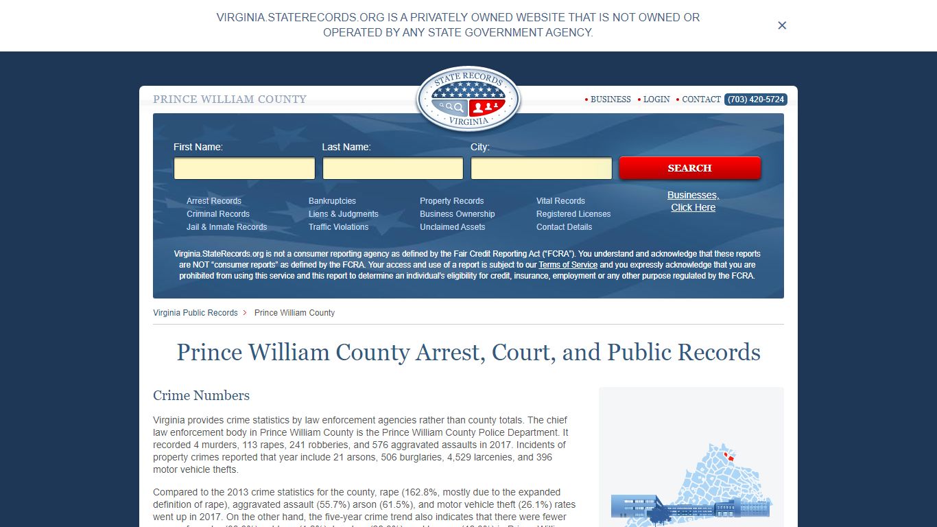 Prince William County Arrest, Court, and Public Records